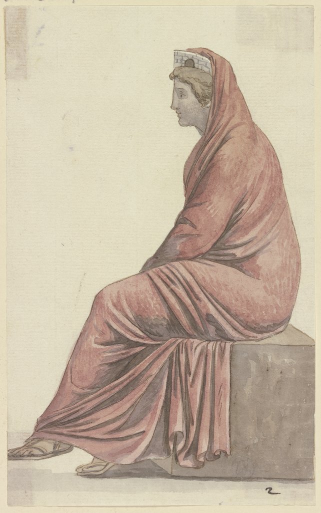 Roma: Sitzende Frau mit Stadtkrone (zu Goethes Römischem Karneval), Johann Georg Schütz