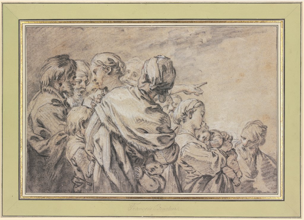 Halbfigurengruppe mit Männern und Frauen mit Kindern, François Boucher