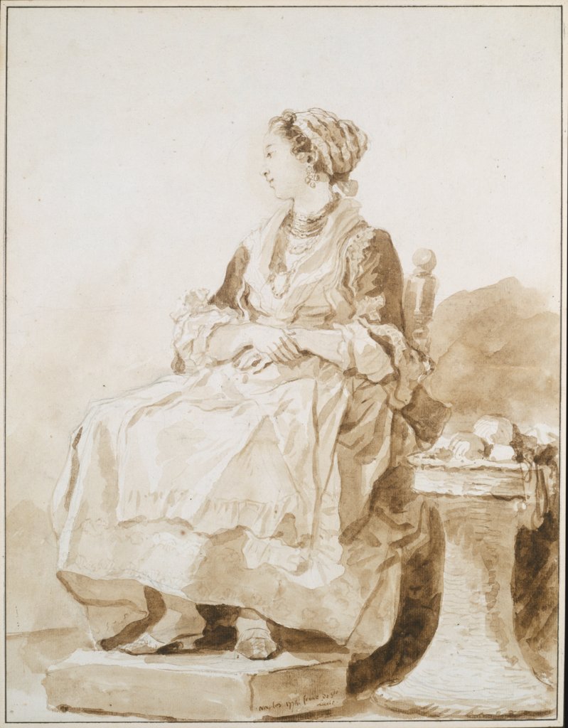 Neapolitan Woman, sitting outside, Jean-Honoré Fragonard
