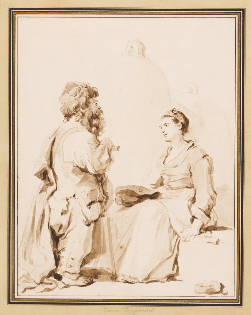 Ein Zwerg und eine junge Frau im Gespräch, Jean-Honoré Fragonard