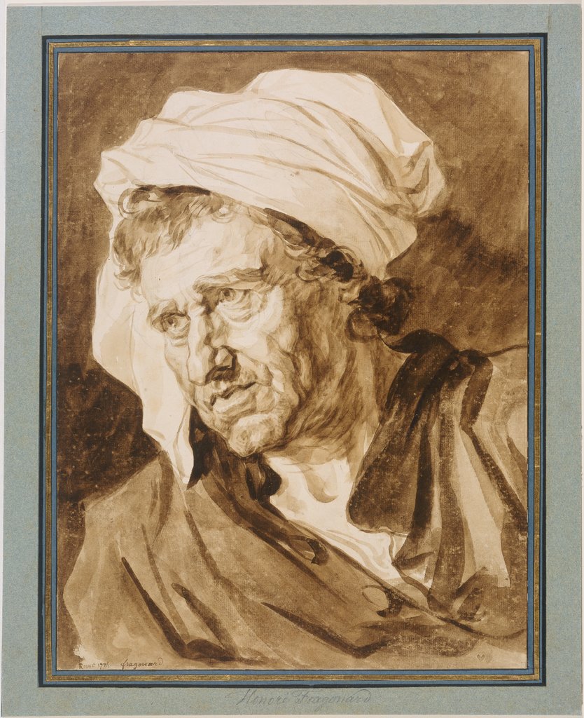 Kopf eines Mannes mit weißem Turban, Jean-Honoré Fragonard;   ?