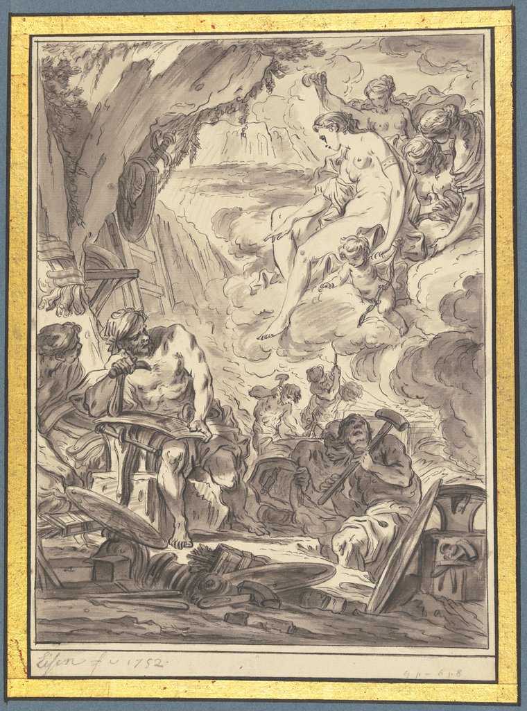 Venus in der Werkstatt des Vulkan, der die Waffen des Aeneas schmiedet, Charles Eisen