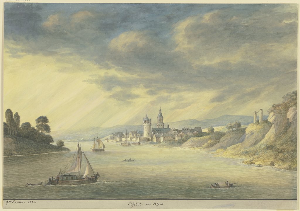 Ansicht von Eltville am Rhein, Georg Melchior Kraus