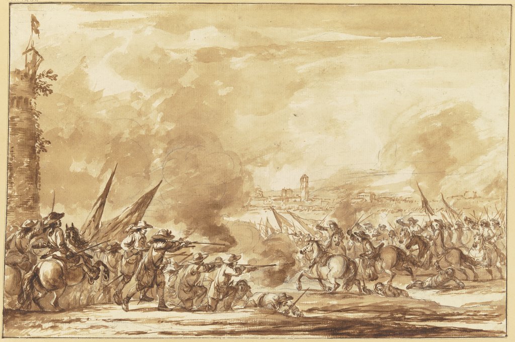 Reiterangriff auf Infanterie vor den Toren einer Stadt, Philippe-Jacques de Loutherbourg the Younger