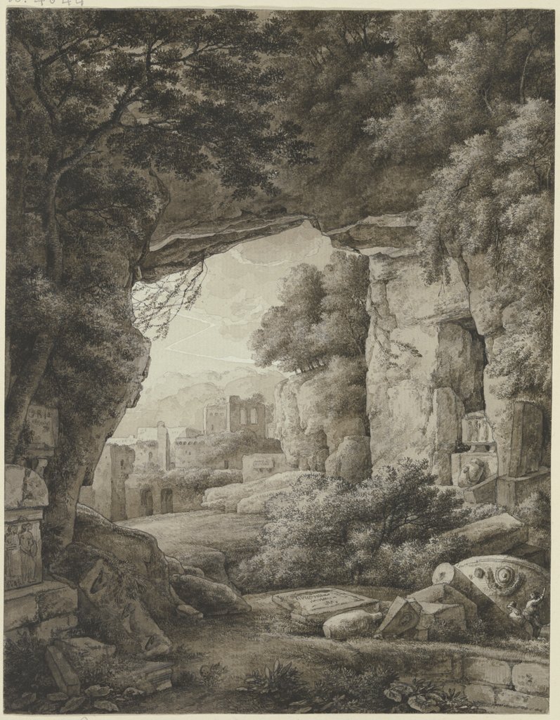 Felshöhle mit antiken Monumenten, Franz Innocenz Josef Kobell