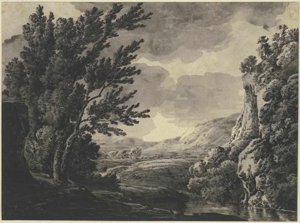 Vorgebirgslandschaft mit hohen Bäumen, Franz Innocenz Josef Kobell