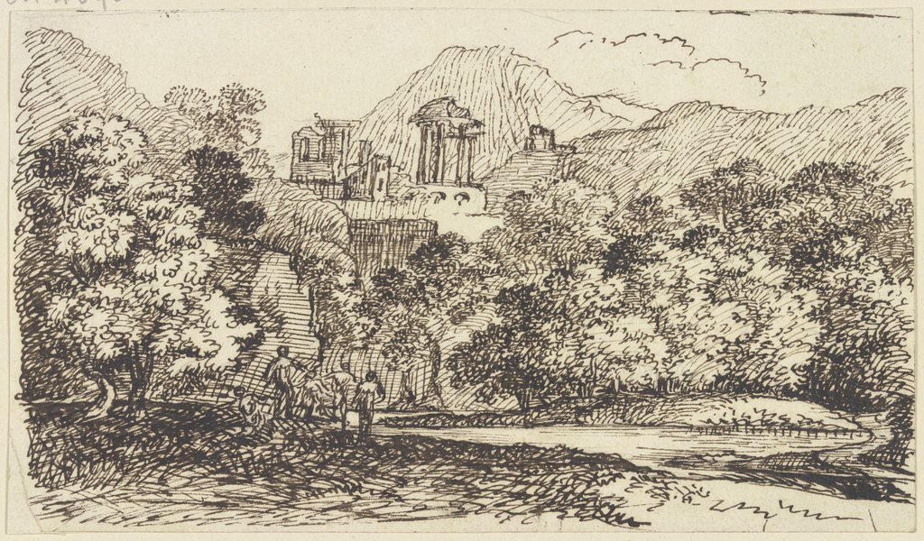 Landschaft mit antiken Ruinen und Staffagefiguren, Franz Innocenz Josef Kobell