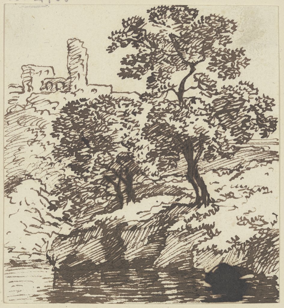Landschaft mit Ruine und hohen Bäumen, Franz Innocenz Josef Kobell