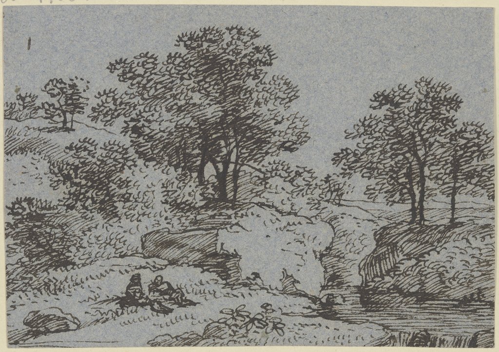 Zwei lagernde Figuren in hügeliger Landschaft, Franz Innocenz Josef Kobell