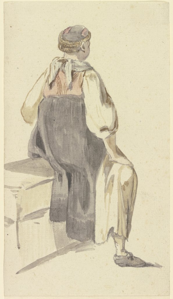 Sitzende Bäuerin in Rückenansicht, Georg Melchior Kraus