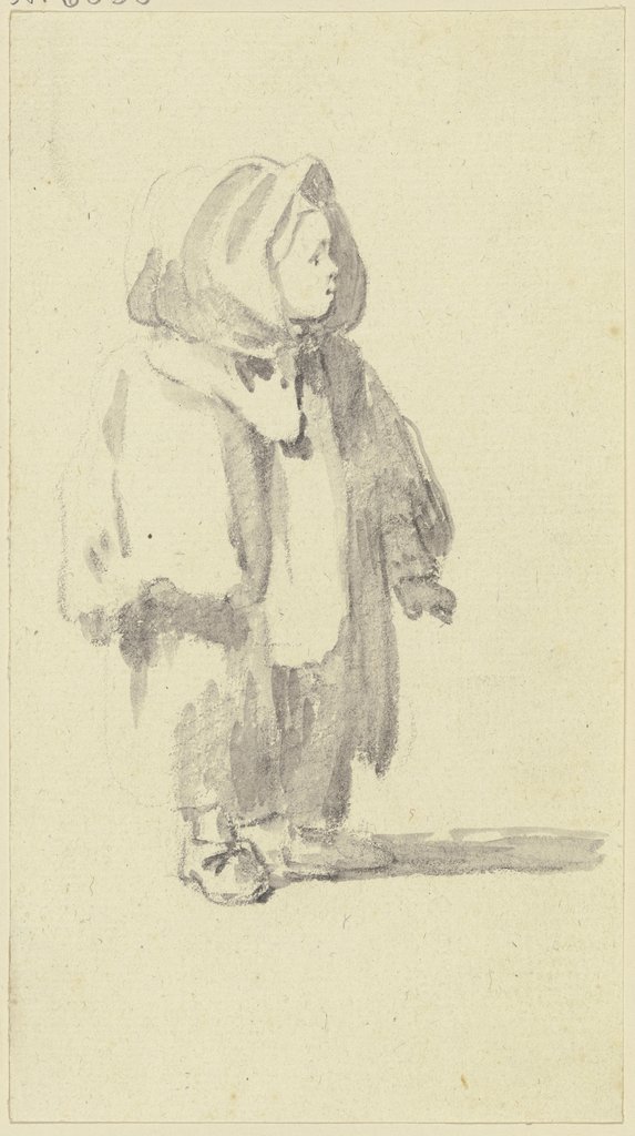 Stehendes Kind nach rechts mit großer Kapuze, Georg Melchior Kraus
