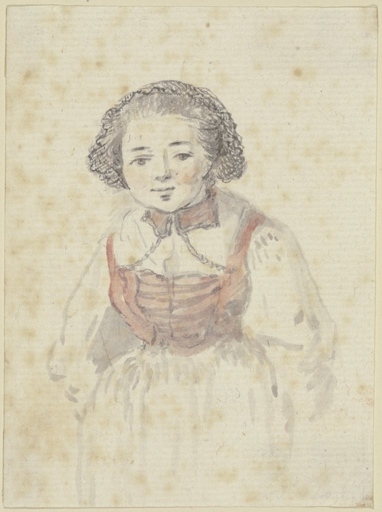 Halbfigur eines Mädchens mit rotem Mieder, Georg Melchior Kraus