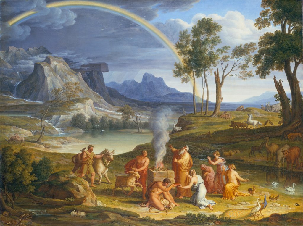 Landschaft mit dem Dankopfer Noahs, Joseph Anton Koch, Gottlieb Schick