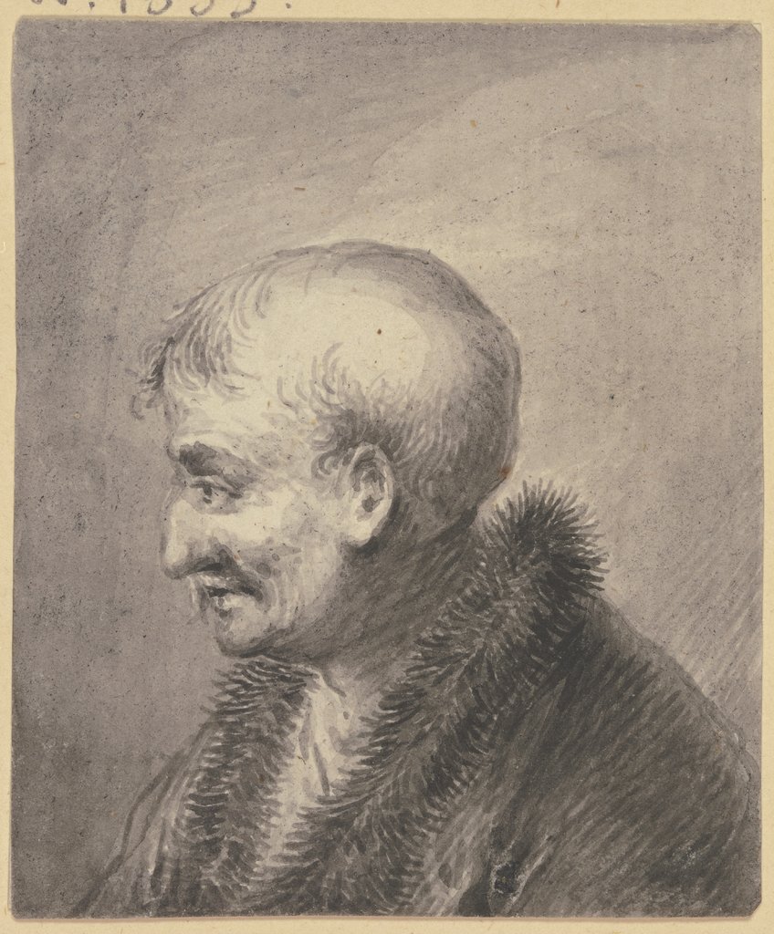 Brustbild eines kahlköpfigen alten Mannes, im Profil nach links, Johann Andreas Benjamin Nothnagel