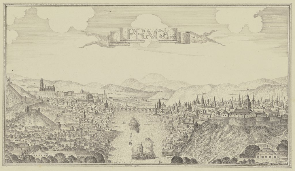 Ansicht von Prag mit der Moldau, Johann Baptist Reiser
