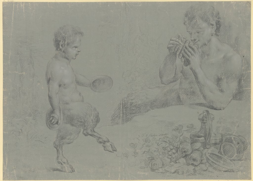 Ein Satyr bläst einem Satyrknaben zum Tanz, Friedrich Wilhelm Schäfer