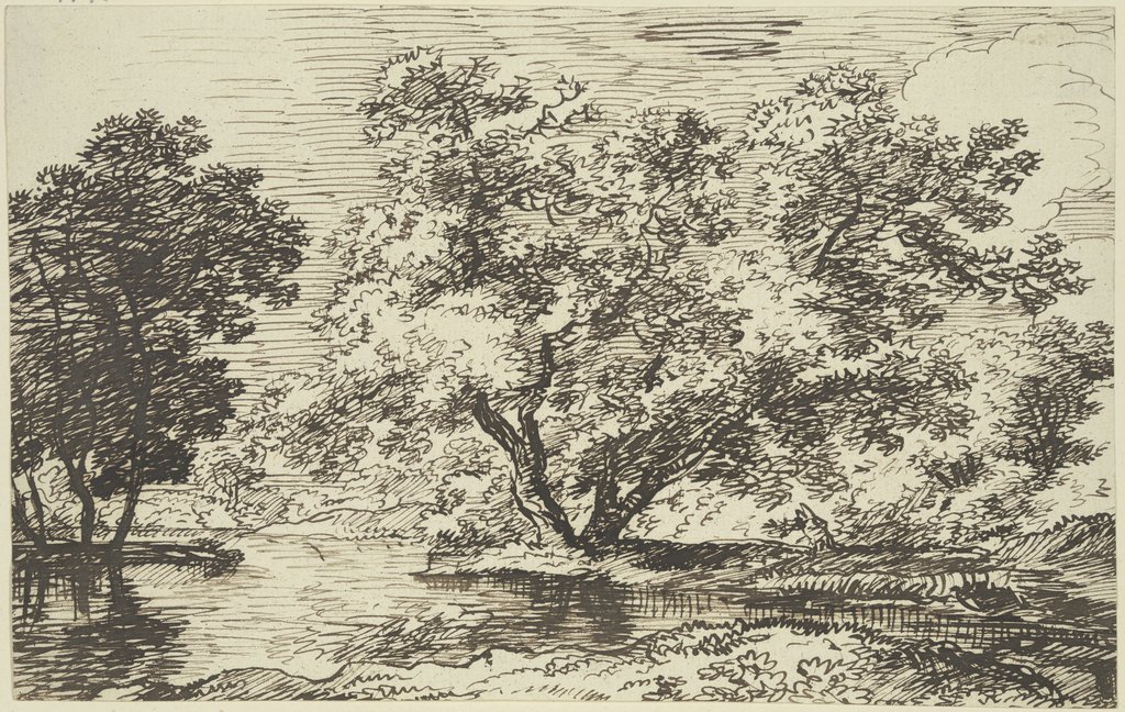 Große Baumgruppe an einem Gewässer, Franz Innocenz Josef Kobell