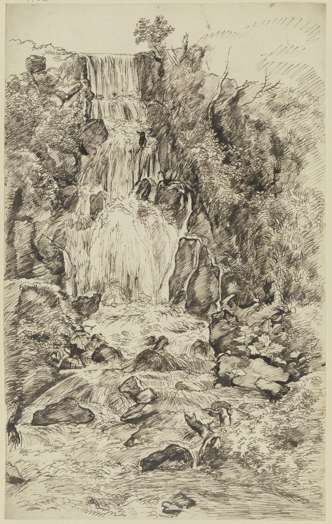 Landschaft mit hohem Wasserfall, Franz Innocenz Josef Kobell