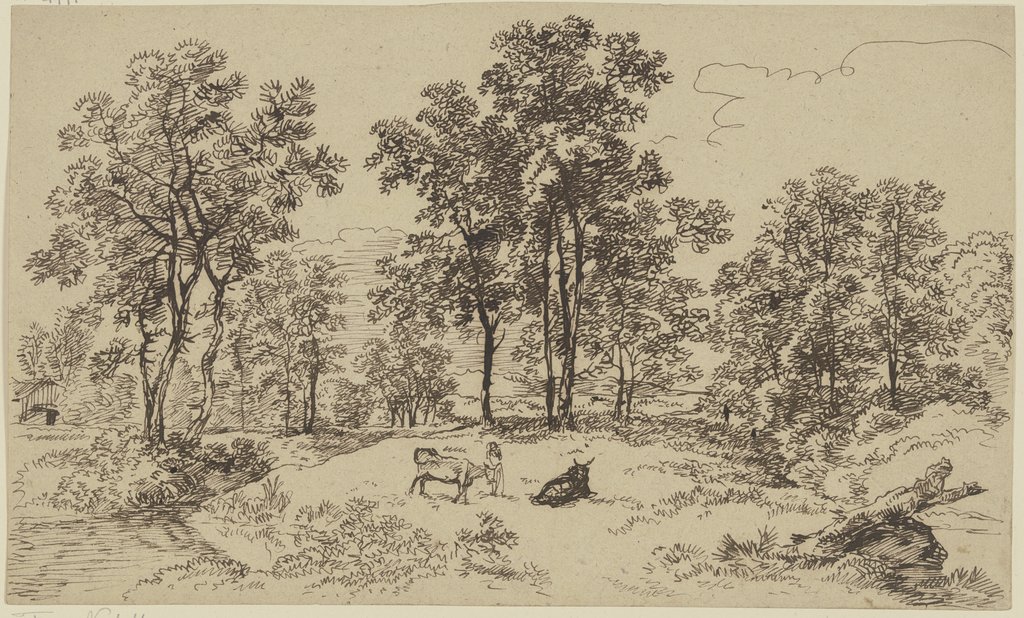 Landschaft mit Hirte und zwei Rindern, Franz Innocenz Josef Kobell