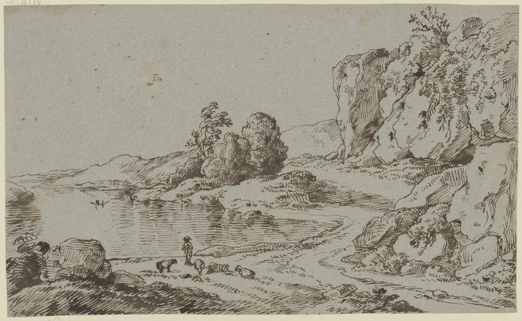 Felsiges Ufer mit Hirte und Herde, Franz Innocenz Josef Kobell