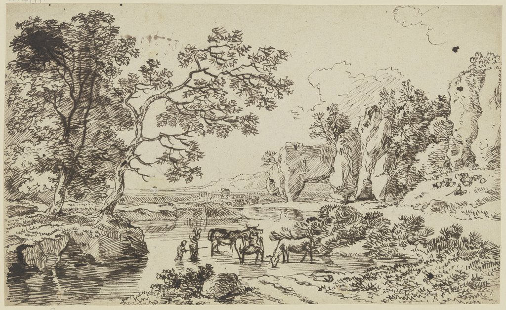 Hirten mit Vieh an einem Fluß, Franz Innocenz Josef Kobell