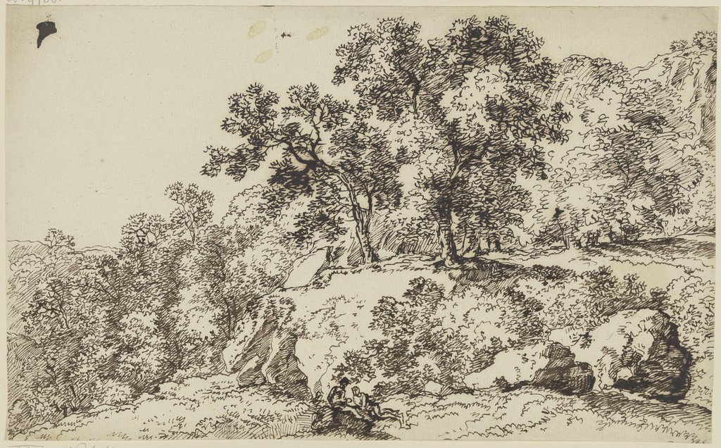 Felsige Landschaft mit Bäumen und Staffagefiguren, Franz Innocenz Josef Kobell