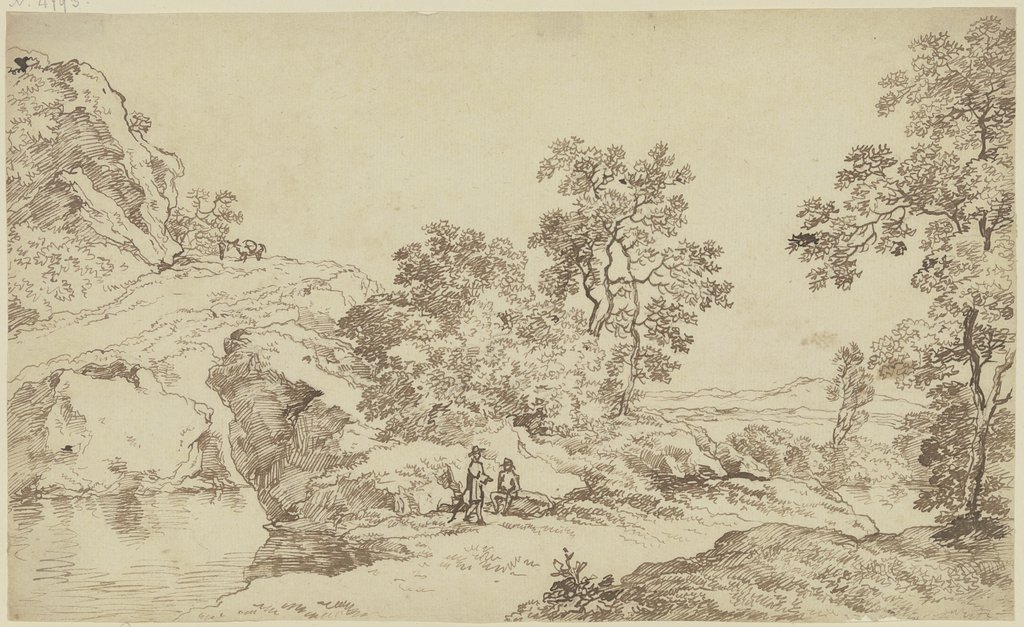 Berglandschaft mit Bäumen und Staffagefiguren, Franz Innocenz Josef Kobell