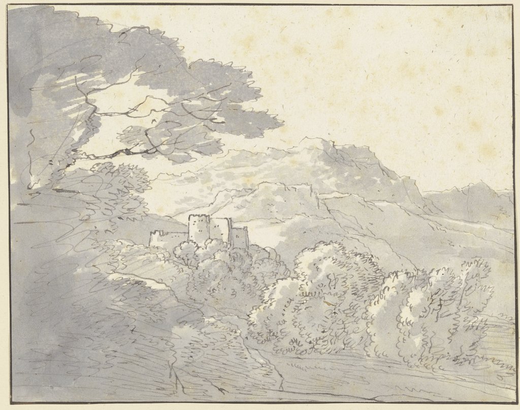 Mountain landscape with castle, Franz Innocenz Josef Kobell