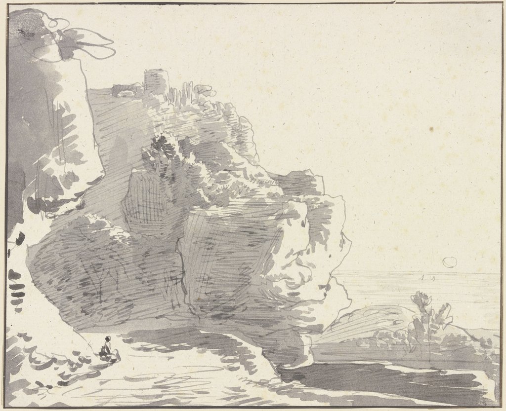 Hoher Fels mit Burg, rechts Blick in die Ferne, Franz Innocenz Josef Kobell
