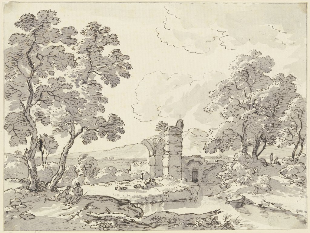 Landschaft mit antiken Ruinen, Hirten und Herde, Franz Innocenz Josef Kobell