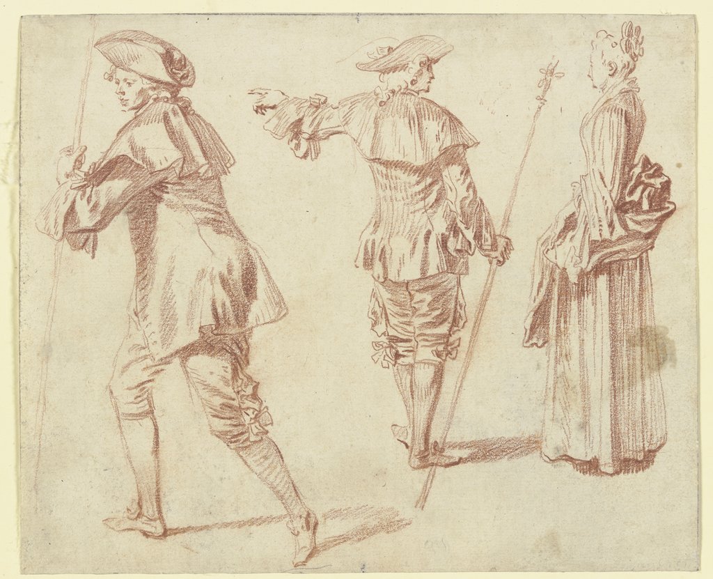 Two Pilgrims and a Standing Woman in Profile, Jean-Antoine Watteau