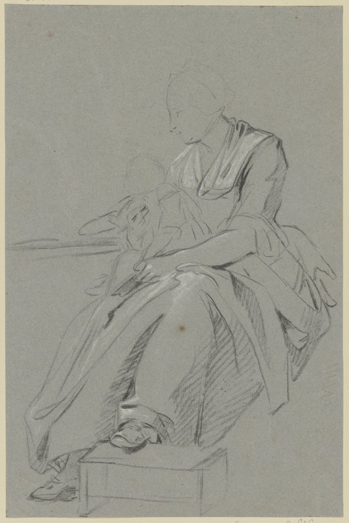 Sitzende Frau, die ein Kind auf dem Schoß hält, Georg Melchior Kraus