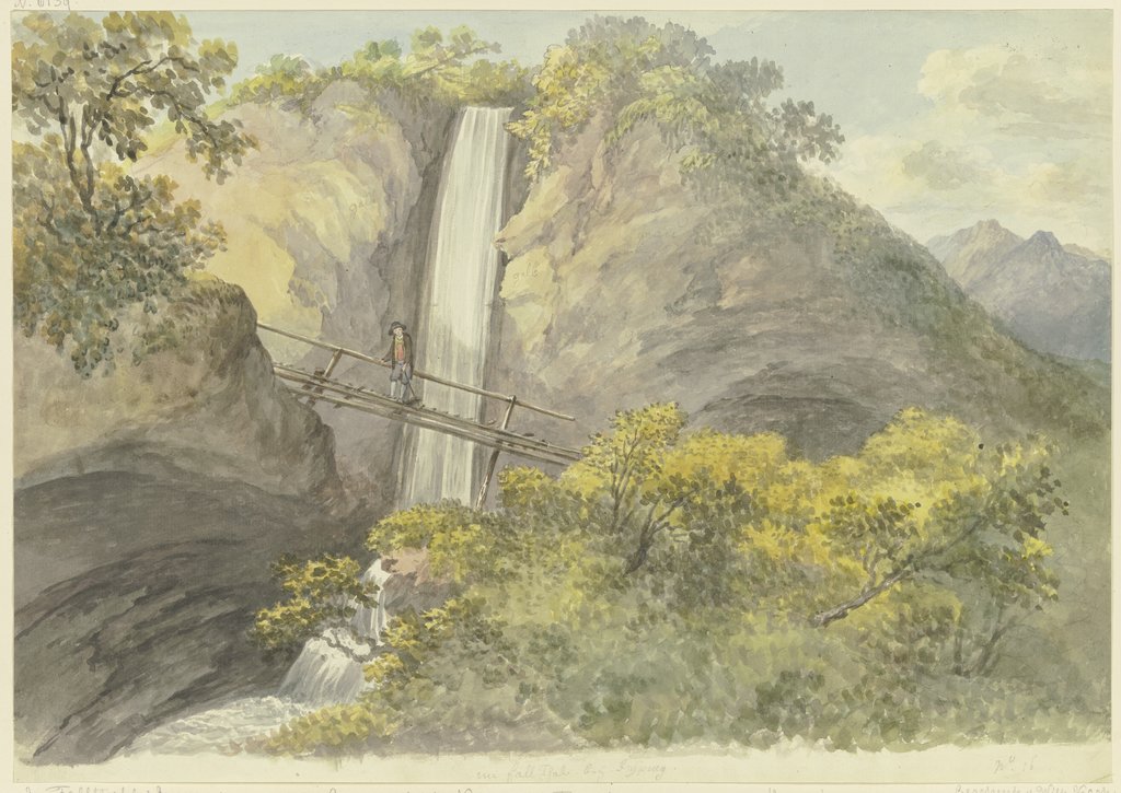 Wasserfall zwischen zwei Felsen, Georg Melchior Kraus
