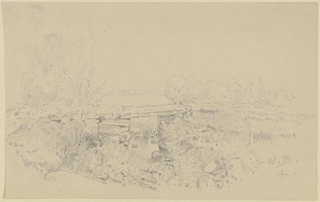 Steinbrücke in weiter Landschaft, Wilhelm Busch
