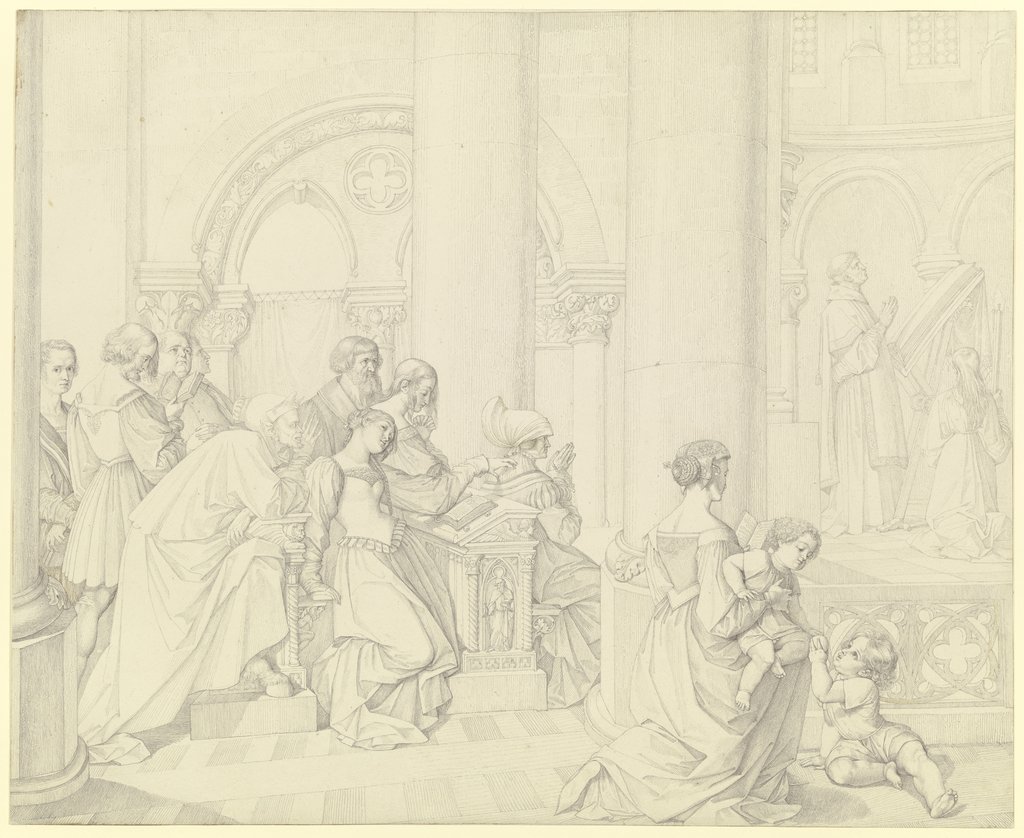 Scene in the cathedral, Peter von Cornelius