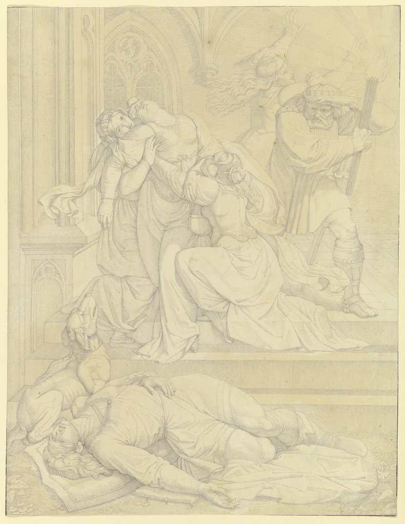 Kriemhild erblickt Siegfrieds Leiche, Peter von Cornelius
