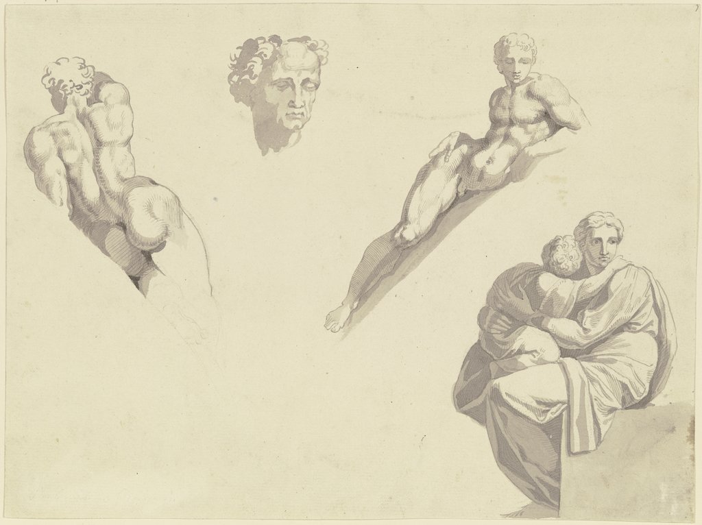 Studien aus der Sixtinische Kapelle des Michelangelo nach Kupferstichen gezeichnet, Peter von Cornelius, after Michelangelo Buonarroti