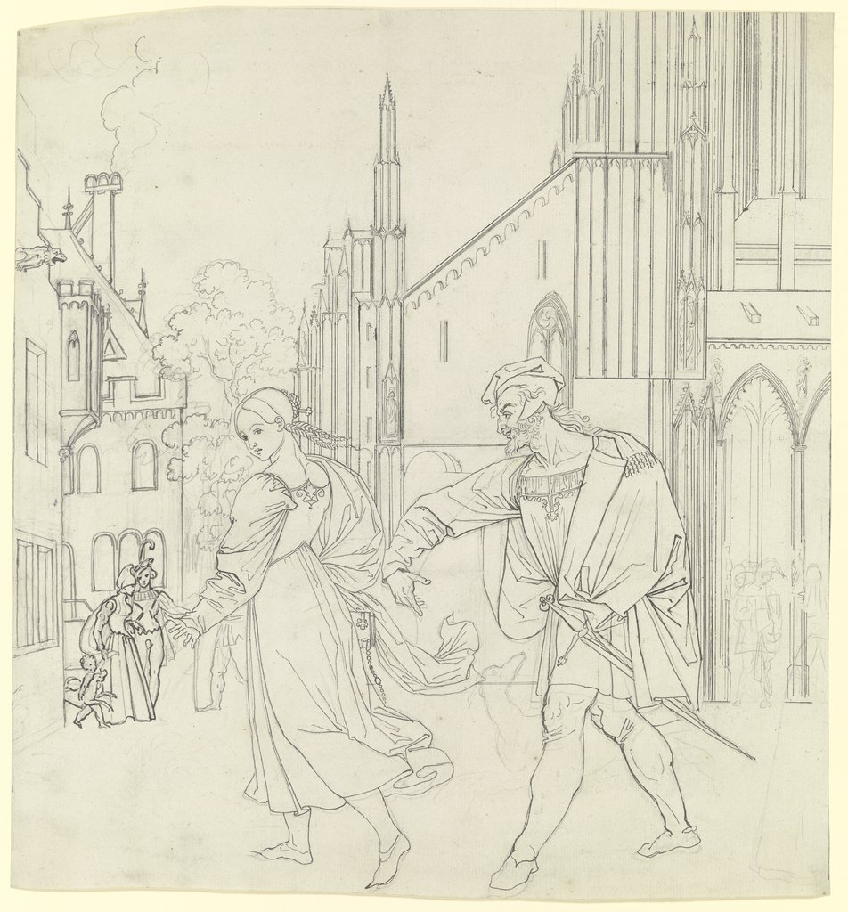 Szene am Ausgang der Kirche, Peter von Cornelius