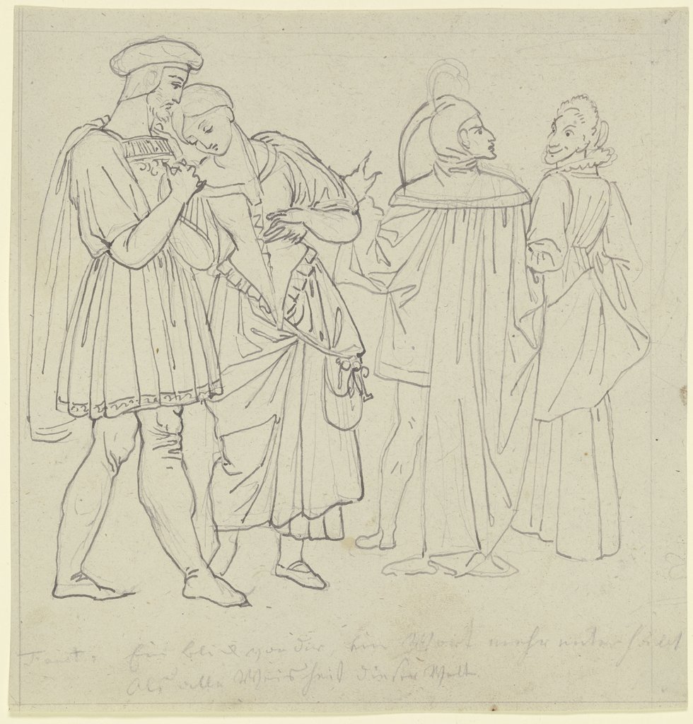Der Spaziergang im Garten: Faust und Gretchen, Mephisto und Marthe, Peter von Cornelius