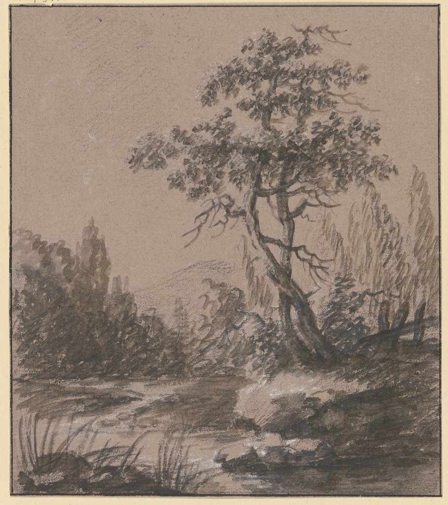 Landschaft mit zwei Bäumen am Wasser, Johann Ludwig Ernst Morgenstern