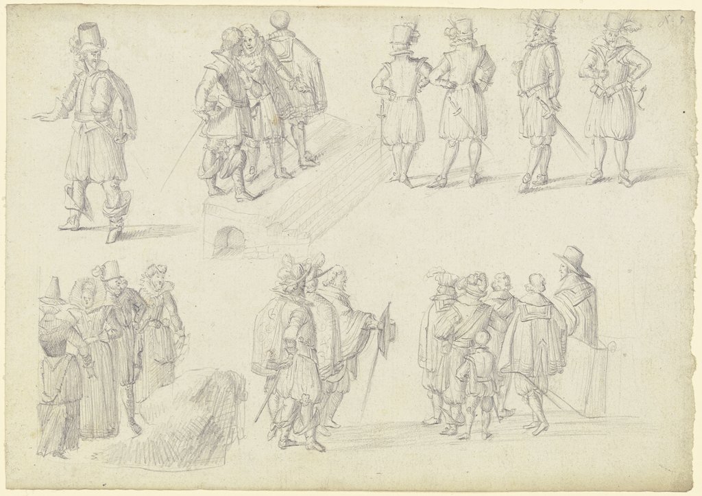 21 Figurenstudien, darunter drei Frauenfiguren, Johann Ludwig Ernst Morgenstern