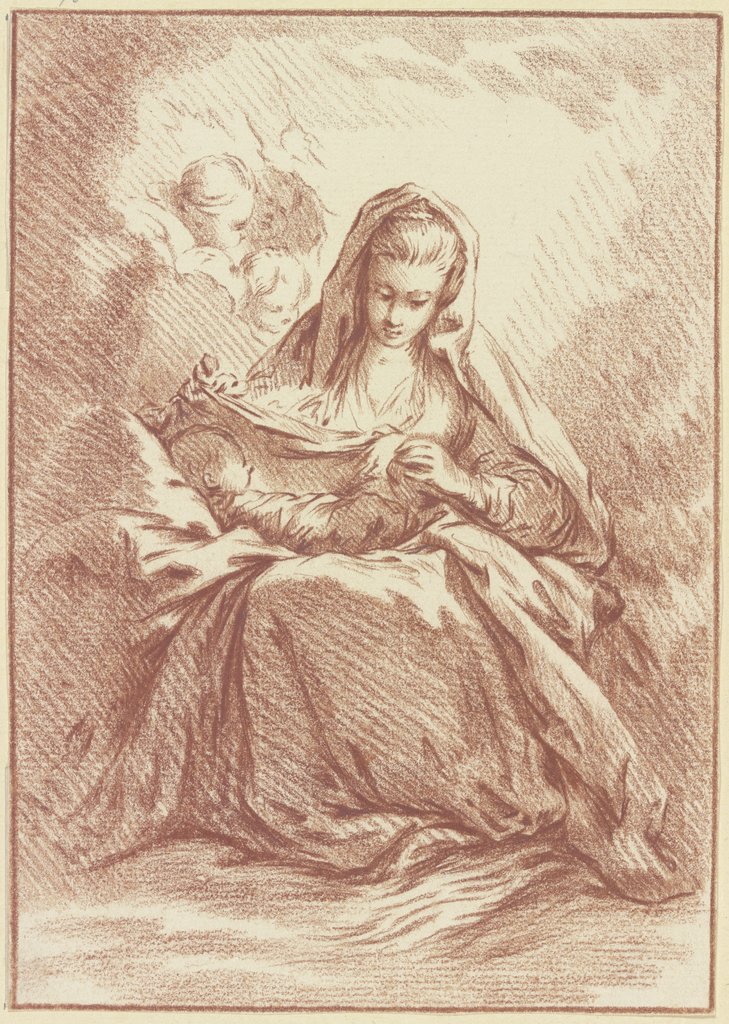 Madonna mit dem Kind auf dem Schoß und drei Engelsköpfchen, Johann Ludwig Ernst Morgenstern