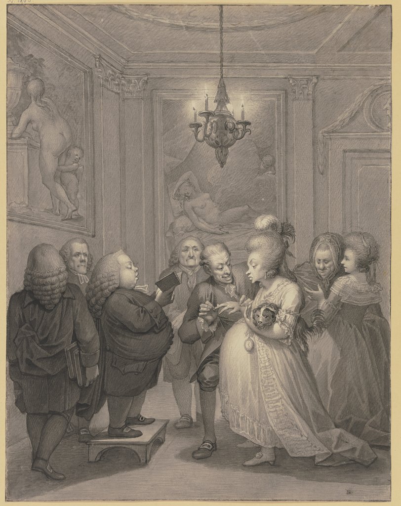 Vermählung eines buckeligen Paares in einem Empireraum bei Kerzenlicht, Augusto Nicodemo