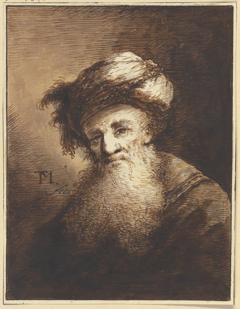Bärtiger Mann mit einem Turban, Johann Georg Trautmann