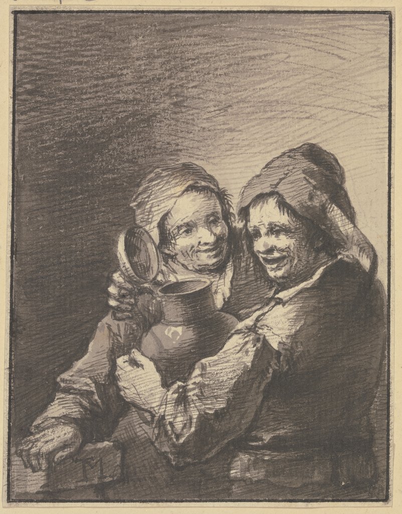Ein Bauer und eine Bäuerin mit einem Weinkrug, Johann Georg Trautmann