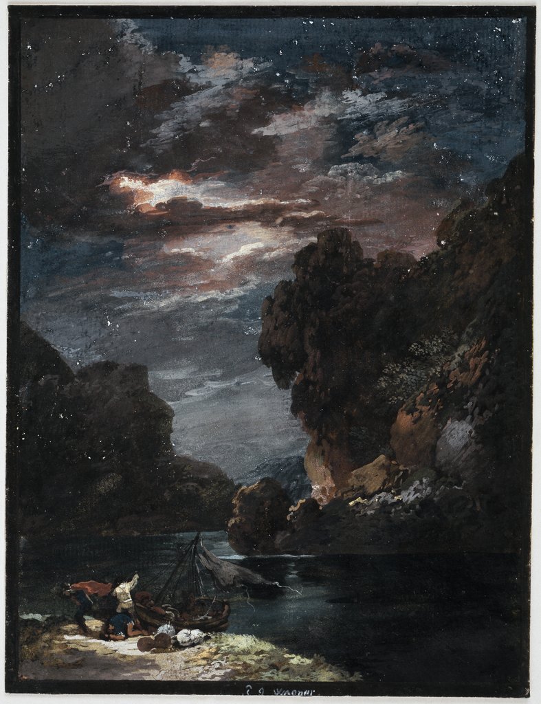Stürmische Mondnacht im Gebirge, Johann Georg Wagner
