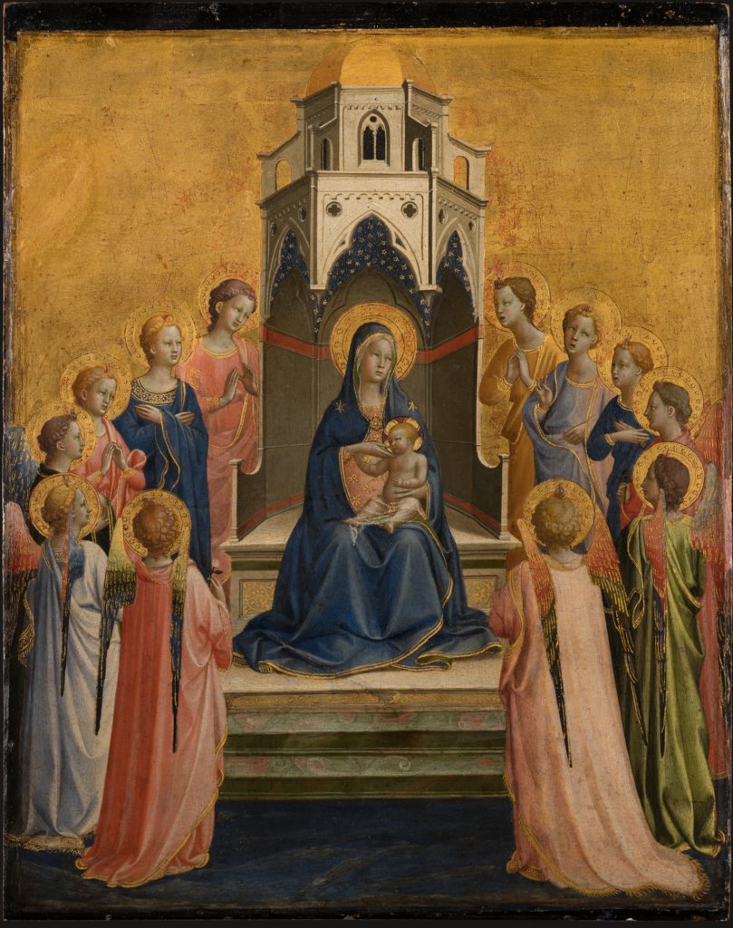 Thronende Madonna mit Kind und zwölf Engeln, Fra Angelico