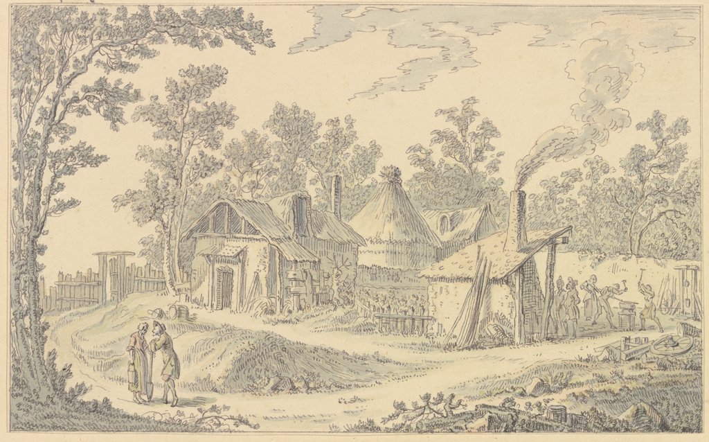 Dorflandschaft vor Schmiede, Johann Georg Wille
