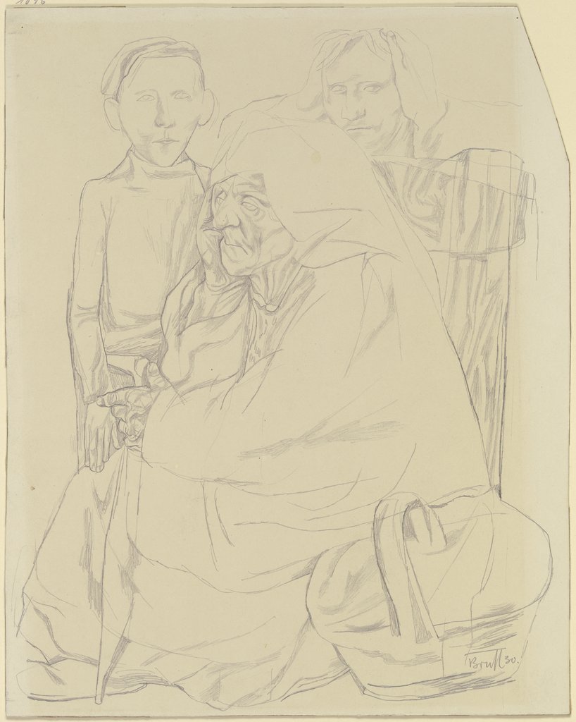 Sitzende Alte mit zwei Kindern, Karl Friedrich Brust