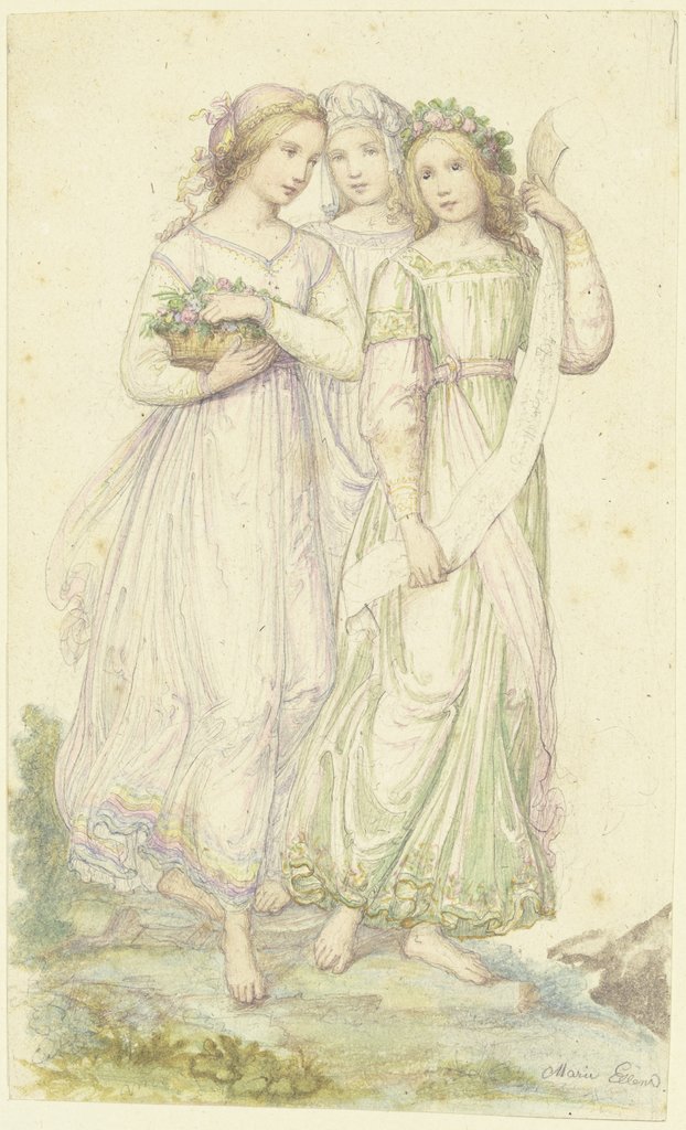 Drei Mädchen mit Blumen, Marie Ellenrieder